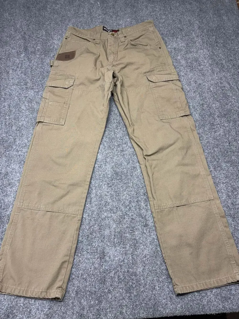 Wrangler Riggs Workwear Mens Tan Ripstop Double Knee Cargo Work Pants 33 X 32